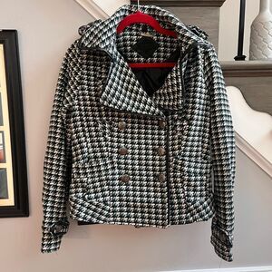 Jou Jou Green & Black Houndstooth Y2K Military Style Jacket sz M